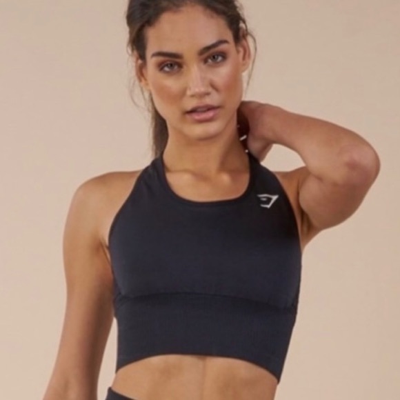 GYMSHARK Black Energy Seamless Crop Top Size Small - Picture 2 of 13